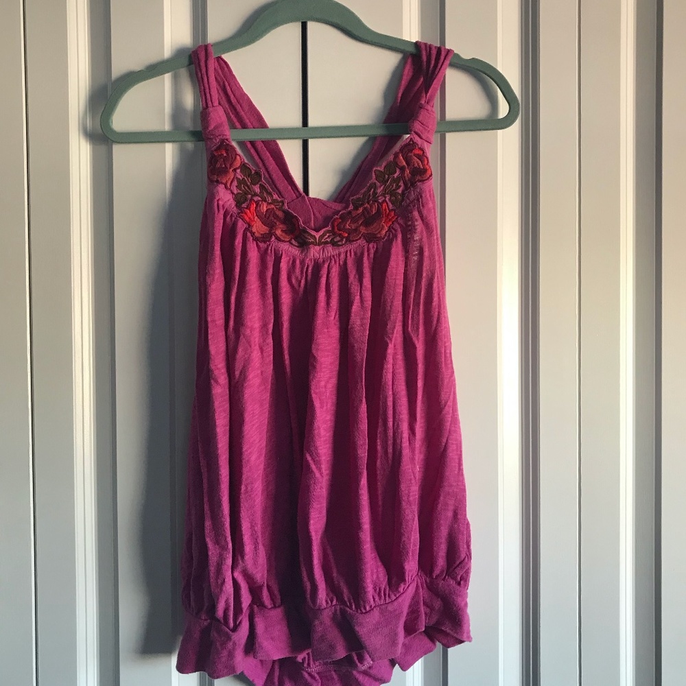 Free People Floral Embroidered Top